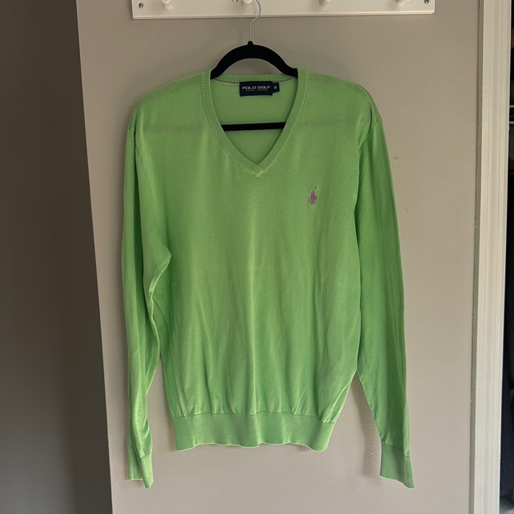 Polo by Ralph Lauren Green V-Neck Sweater Lightweight Knit